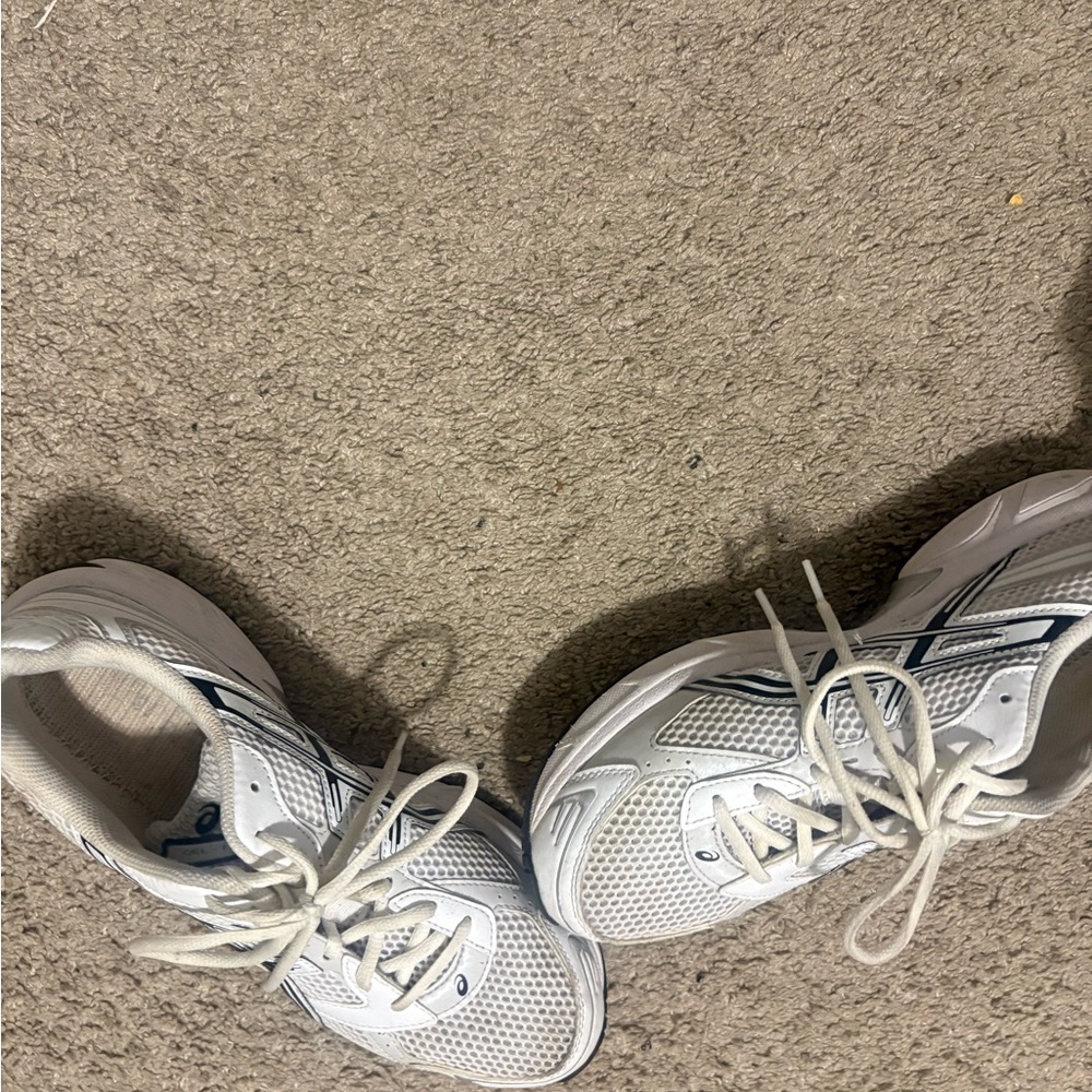 White and Blue Athletic Sneakers